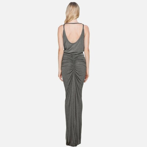NWT ALC XS Covan Dress Grey Goddess Maxi Long Ruched Sexy Party Luxury Formal - Picture 3 of 17